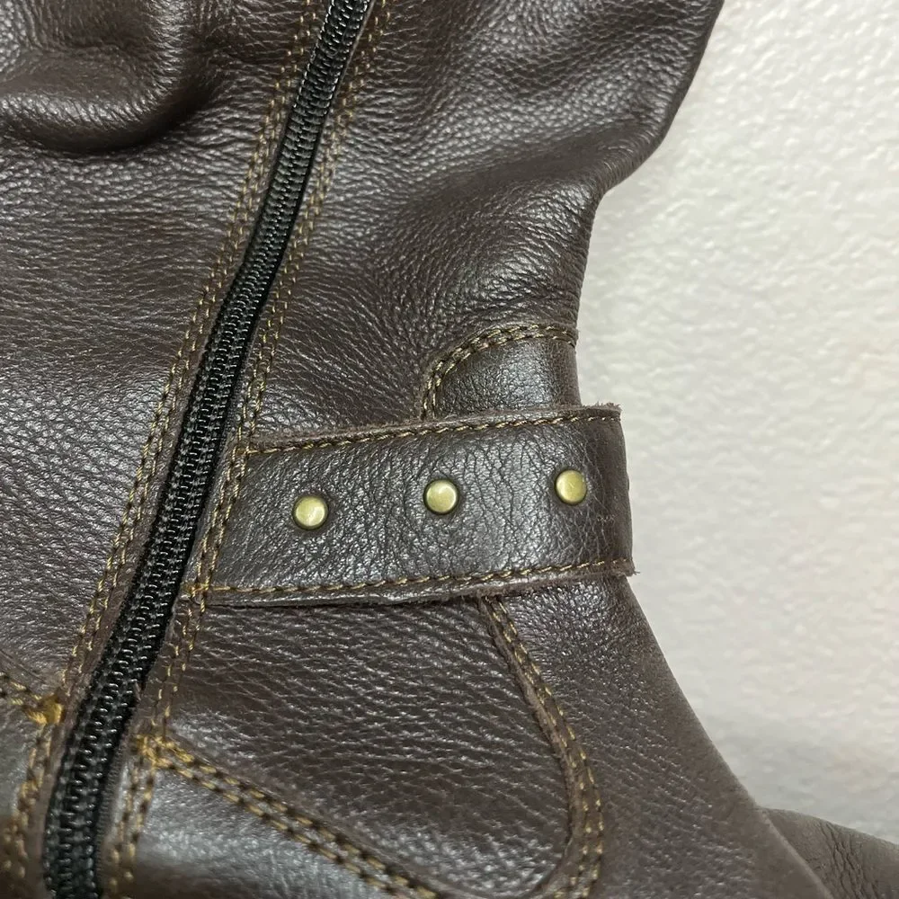b.o.c. Womens Austin Faux Leather Flat Knee-High Boots With Buckle Brown Sz: 7.5 - Picture 5 of 8